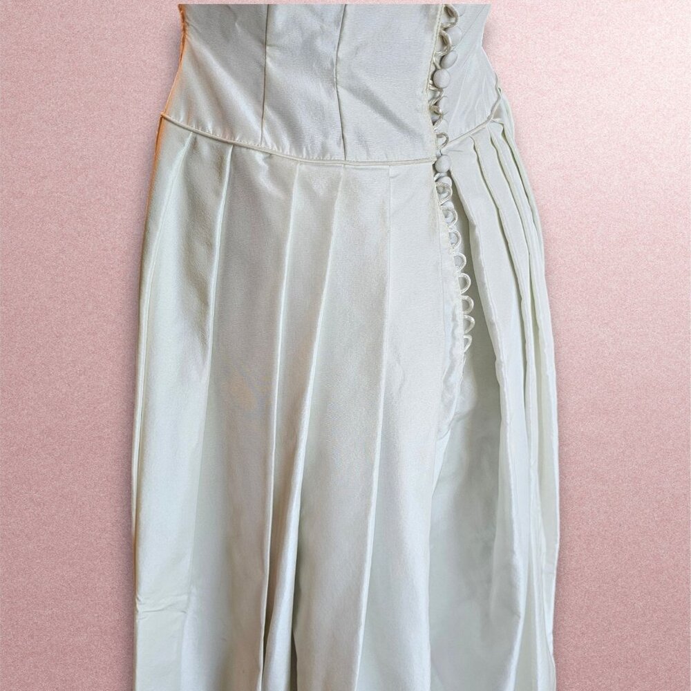 Vintage 50's Ivory Taffeta Cap Sleeve Wedding Gown - Picture 7 of 8